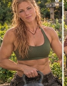 Astrid with a kettlebell
