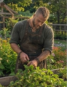 Leif working in the garden